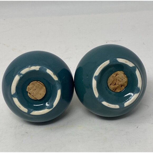 Vintage Harker Ware Corinthian Teal Green Salt & Pepper Shaker Set Harkerware - Picture 4 of 6